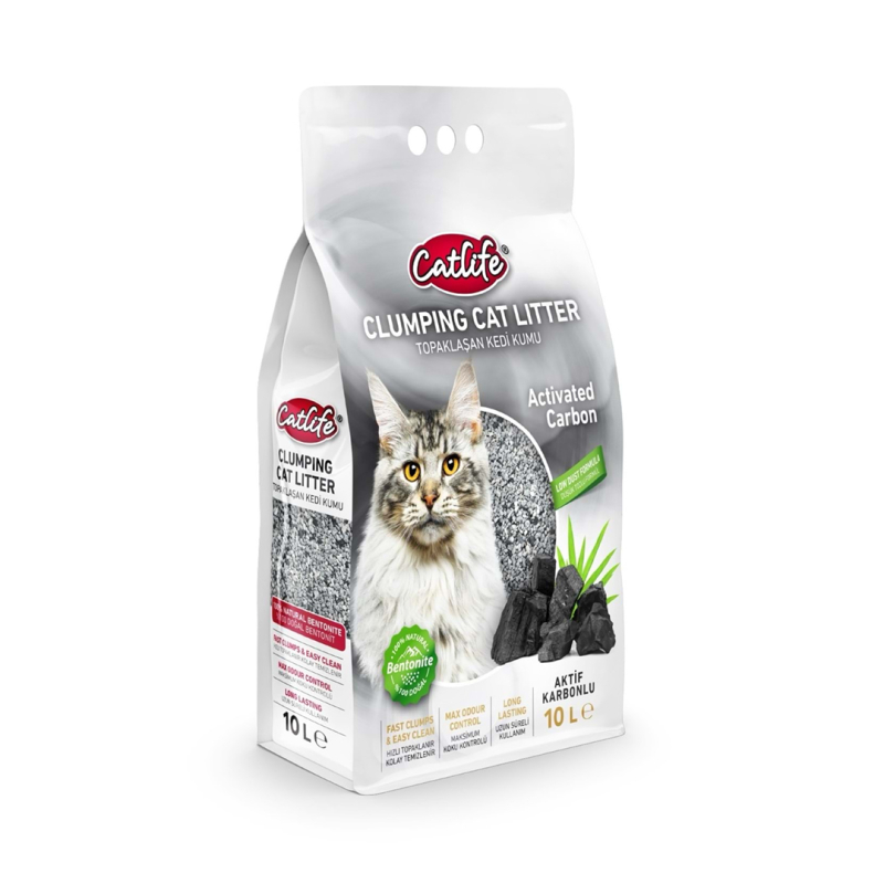 Catlife Active Karbonlu Bentonit Kedi Kumu 10 lt