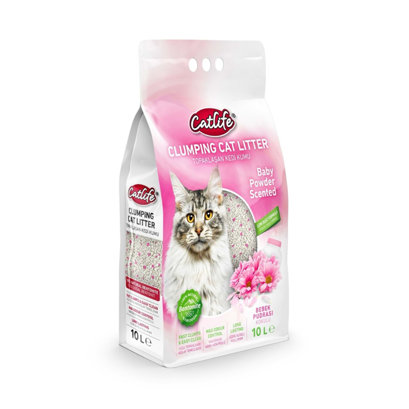 Catlife Bebek Pudralı Bentonit Kedi Kumu 10 lt
