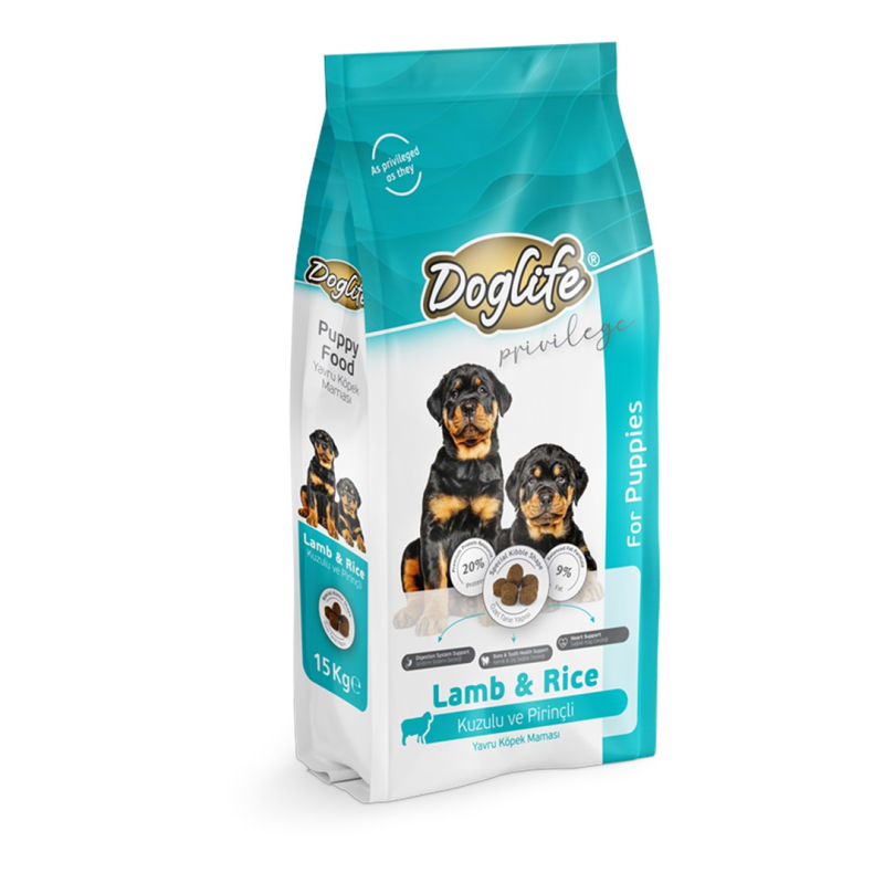 Doglife DLFD01 Kuzu Etli Yavru Köpek Maması 15 kg